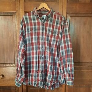 Carhartt Long-sleeve Midweight Plaid Flannel Shirt Red Blue Cotton S217 Size XLT